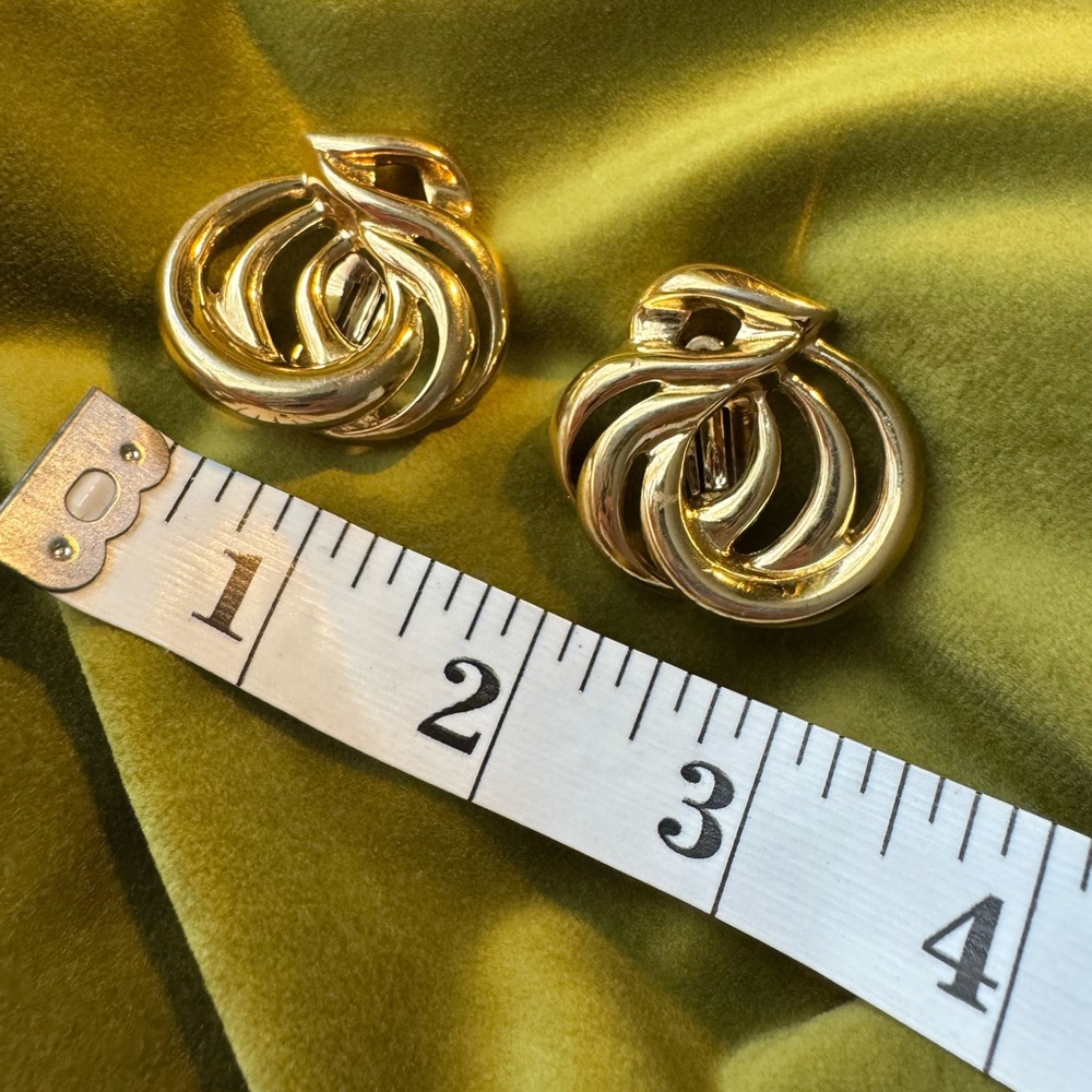 Givenchy Gold Tone Swirl Clip on Earrings - Picture 6 of 6